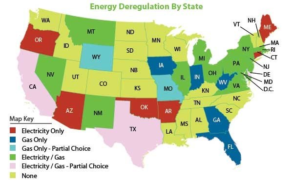 Informations sur la déréglementation de l'énergie par État