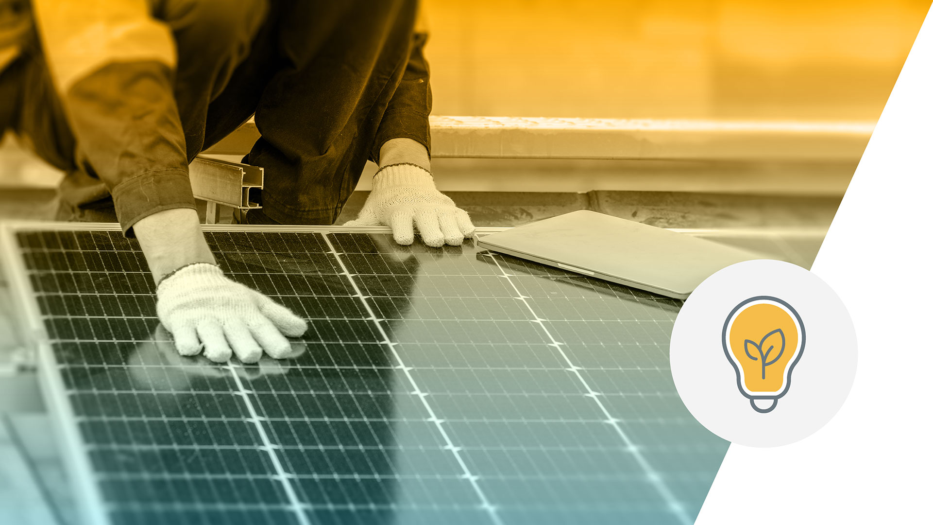 Image of a worker installing a solar panel