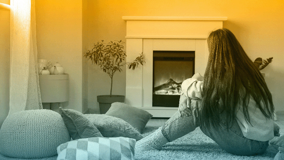 Living room with electric fireplace