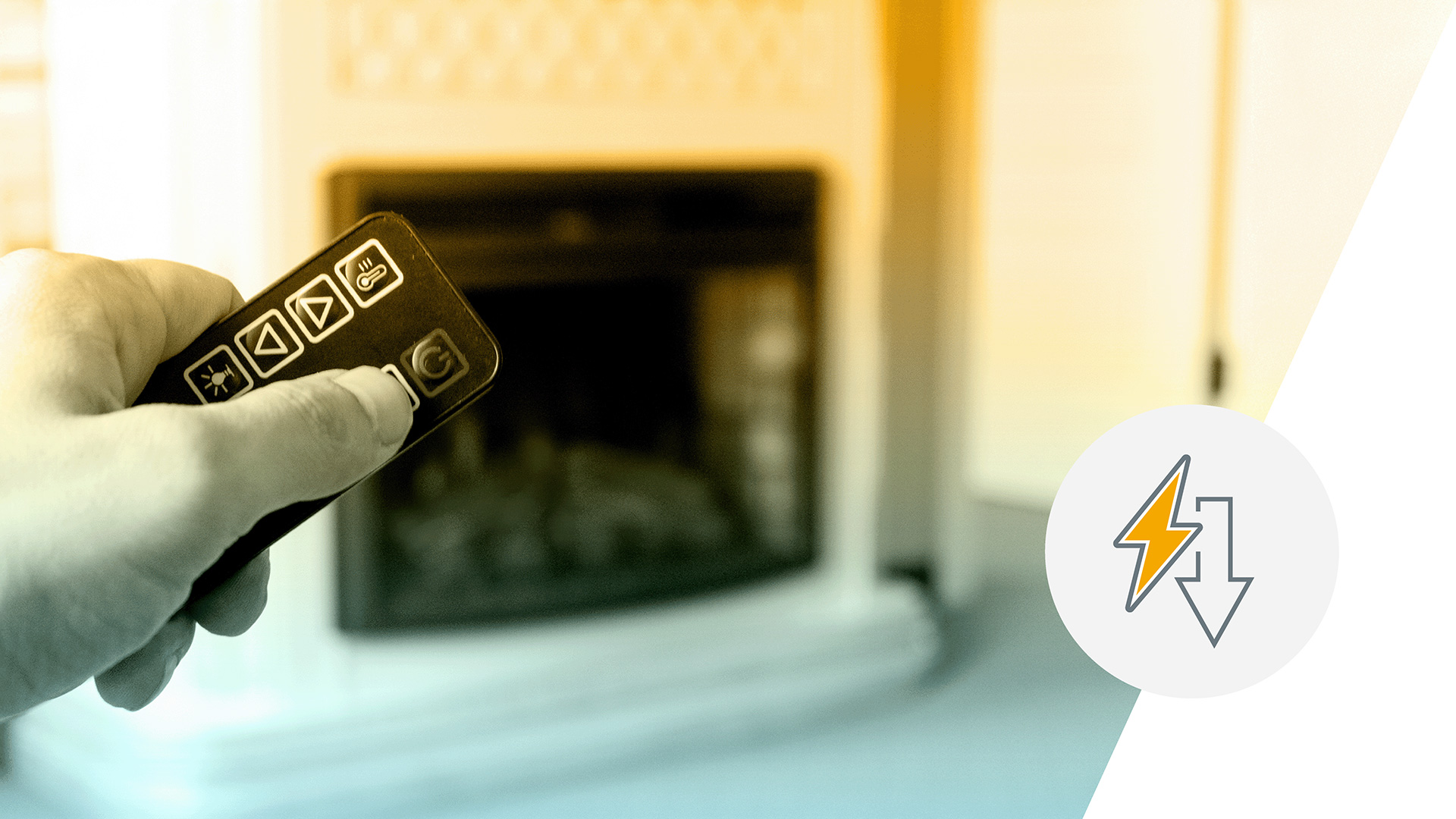 Using remote control to turn on electric fireplace